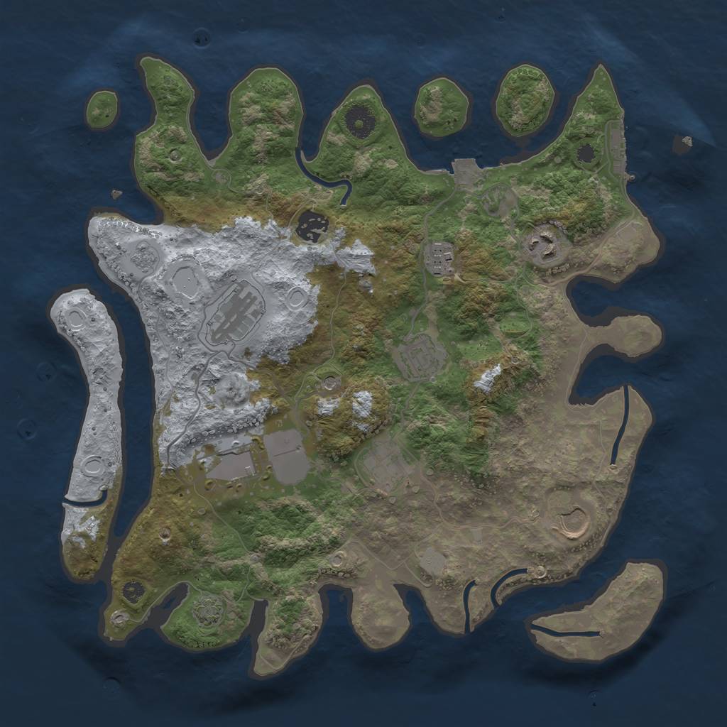 Rust Map: Procedural Map, Size: 3500, Seed: 1258169985, 15 Monuments