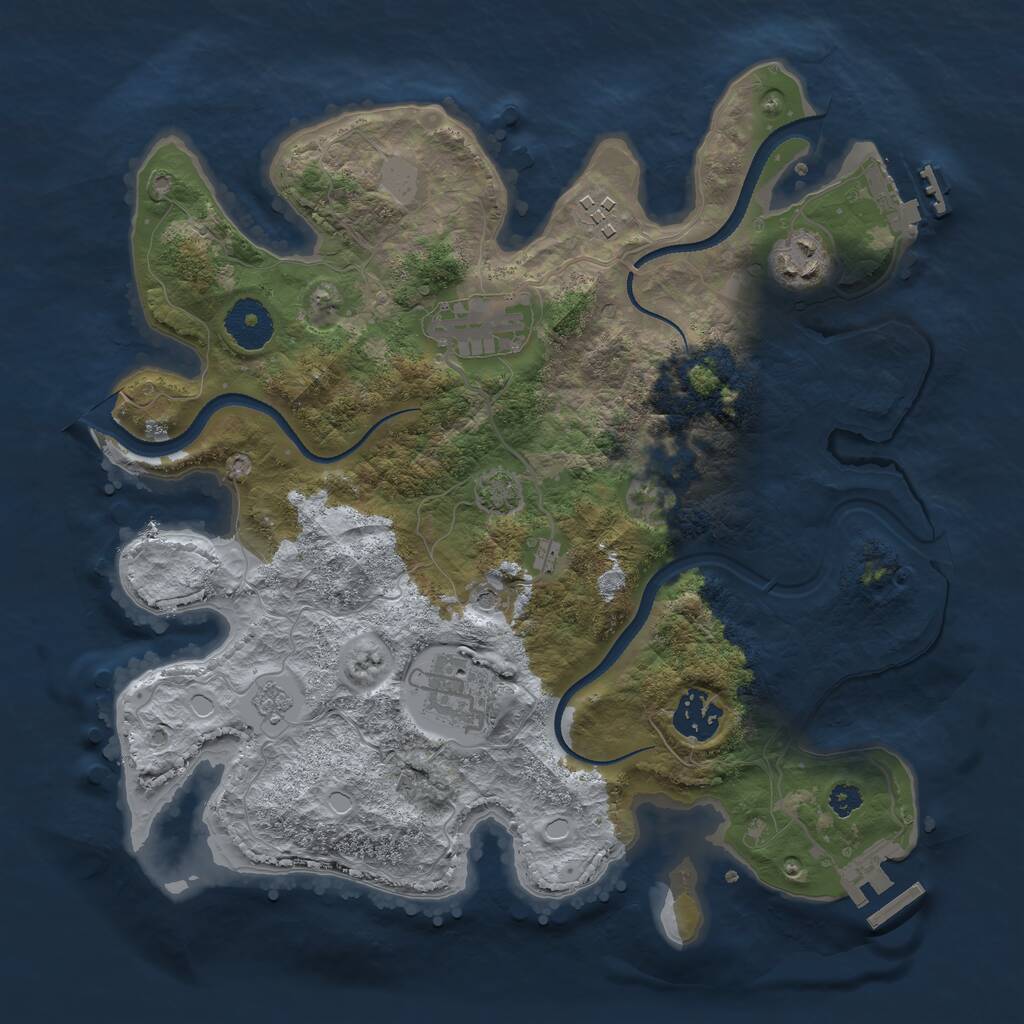 Rust Map: Procedural Map, Size: 3200, Seed: 2456965, 11 Monuments