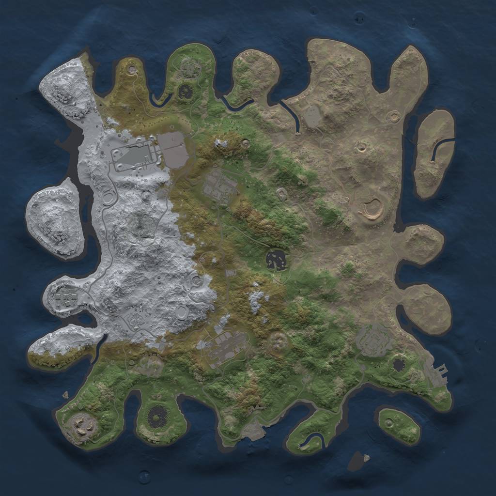 Rust Map: Procedural Map, Size: 3500, Seed: 445070637, 15 Monuments