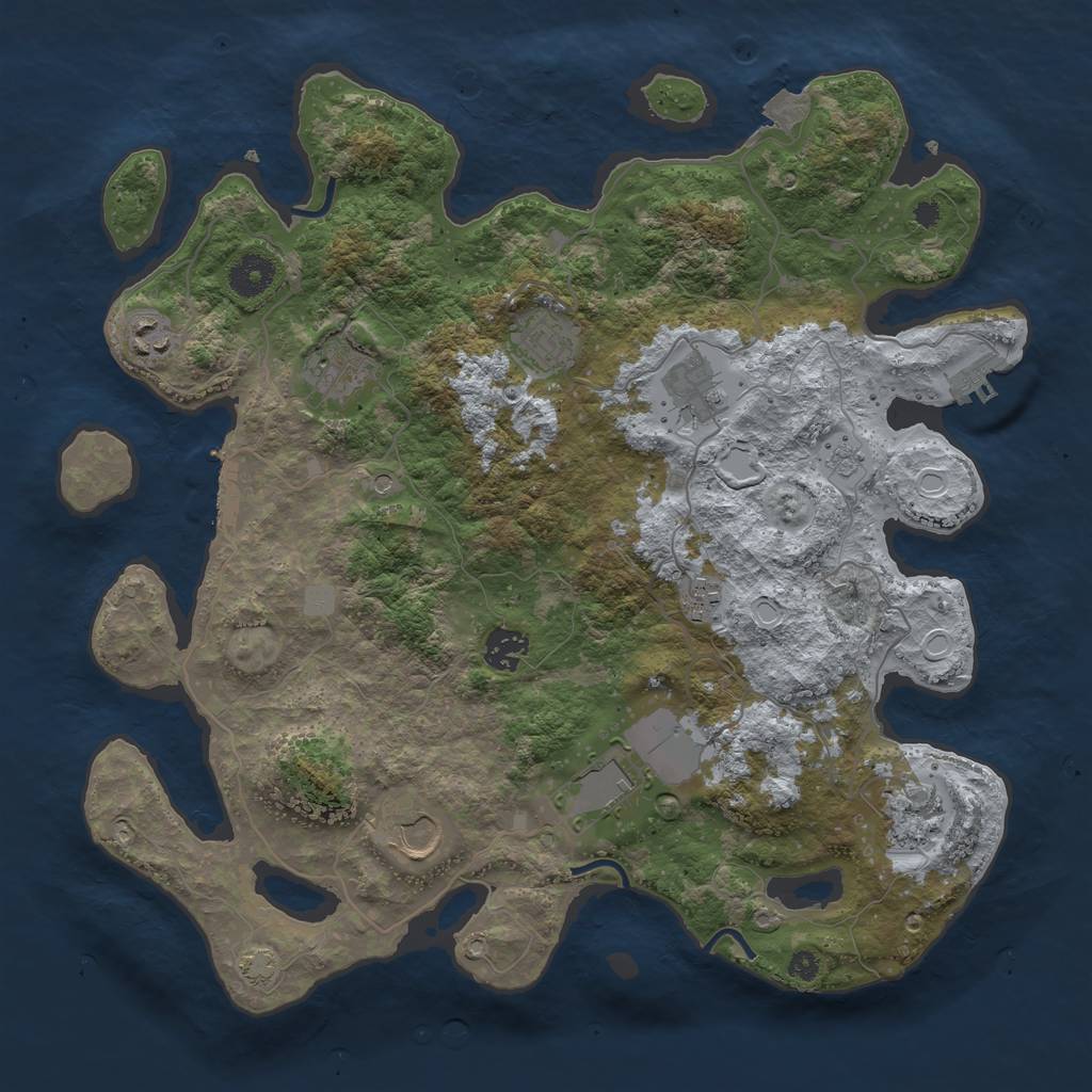 Rust Map: Procedural Map, Size: 3750, Seed: 42069420, 17 Monuments