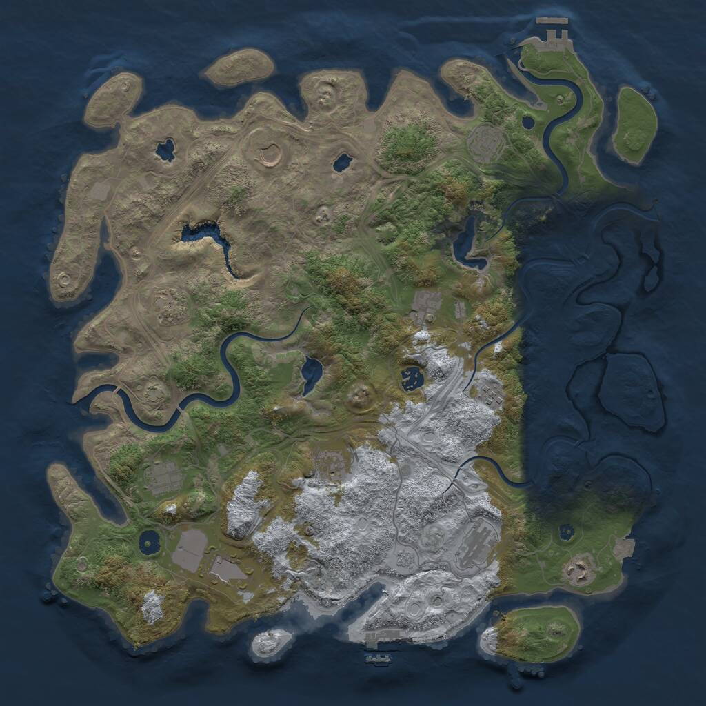 Rust Map: Procedural Map, Size: 4500, Seed: 777931076, 17 Monuments