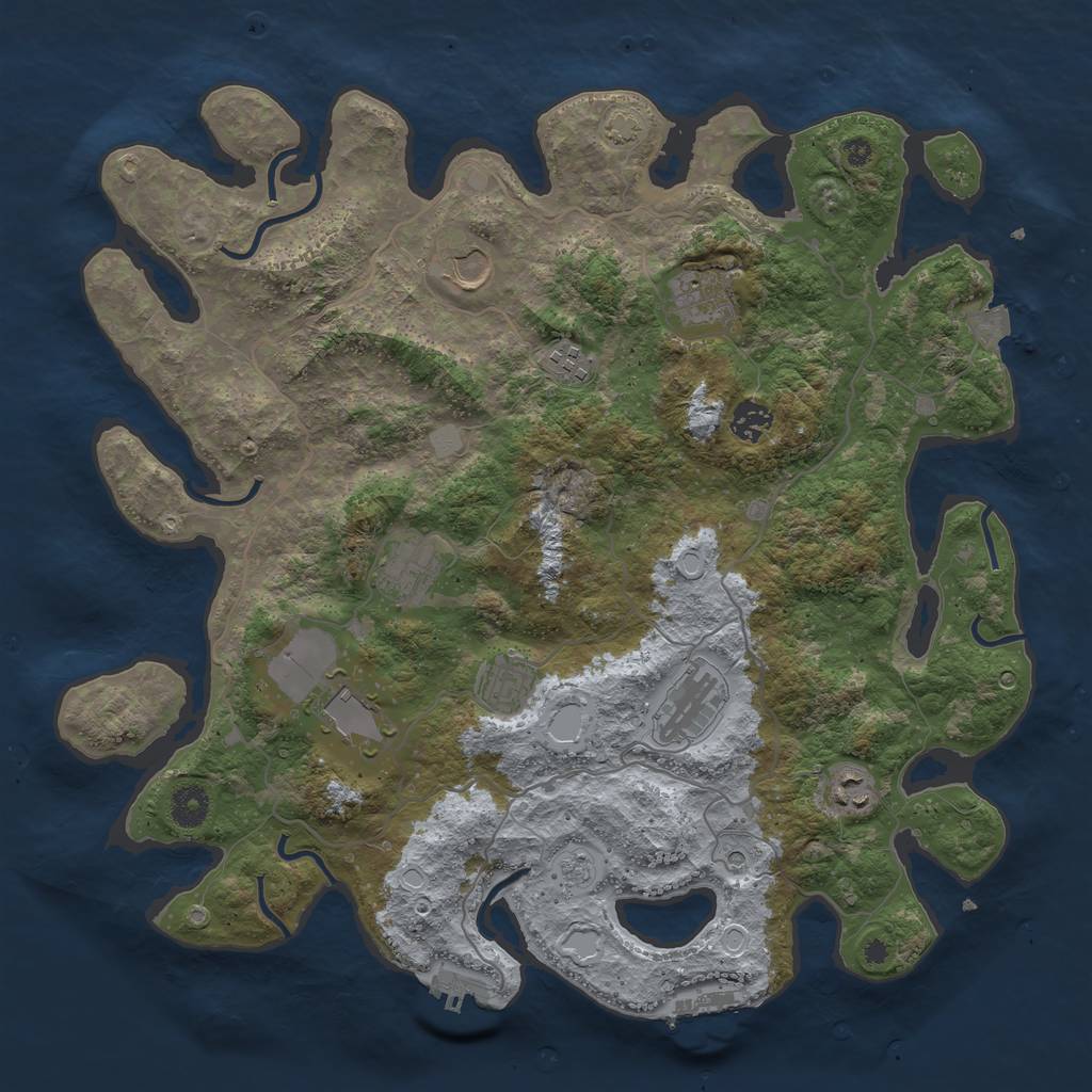 Rust Map: Procedural Map, Size: 4000, Seed: 435145907, 17 Monuments