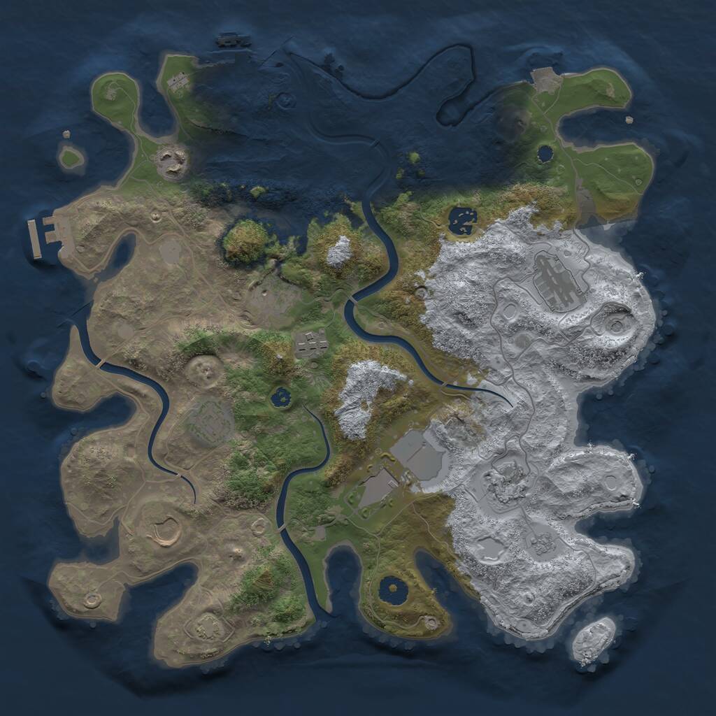 Rust Map: Procedural Map, Size: 3700, Seed: 791713747, 15 Monuments