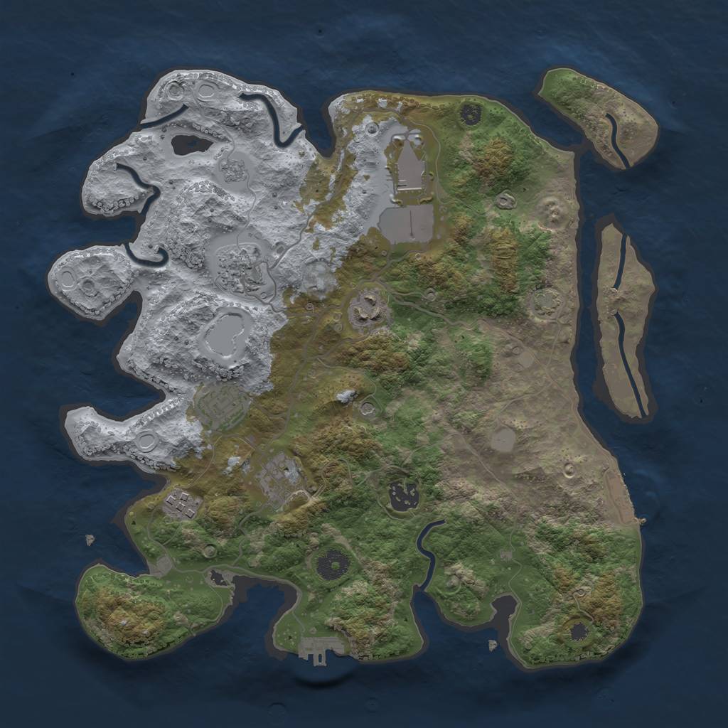 Rust Map: Procedural Map, Size: 3500, Seed: 129500603, 15 Monuments