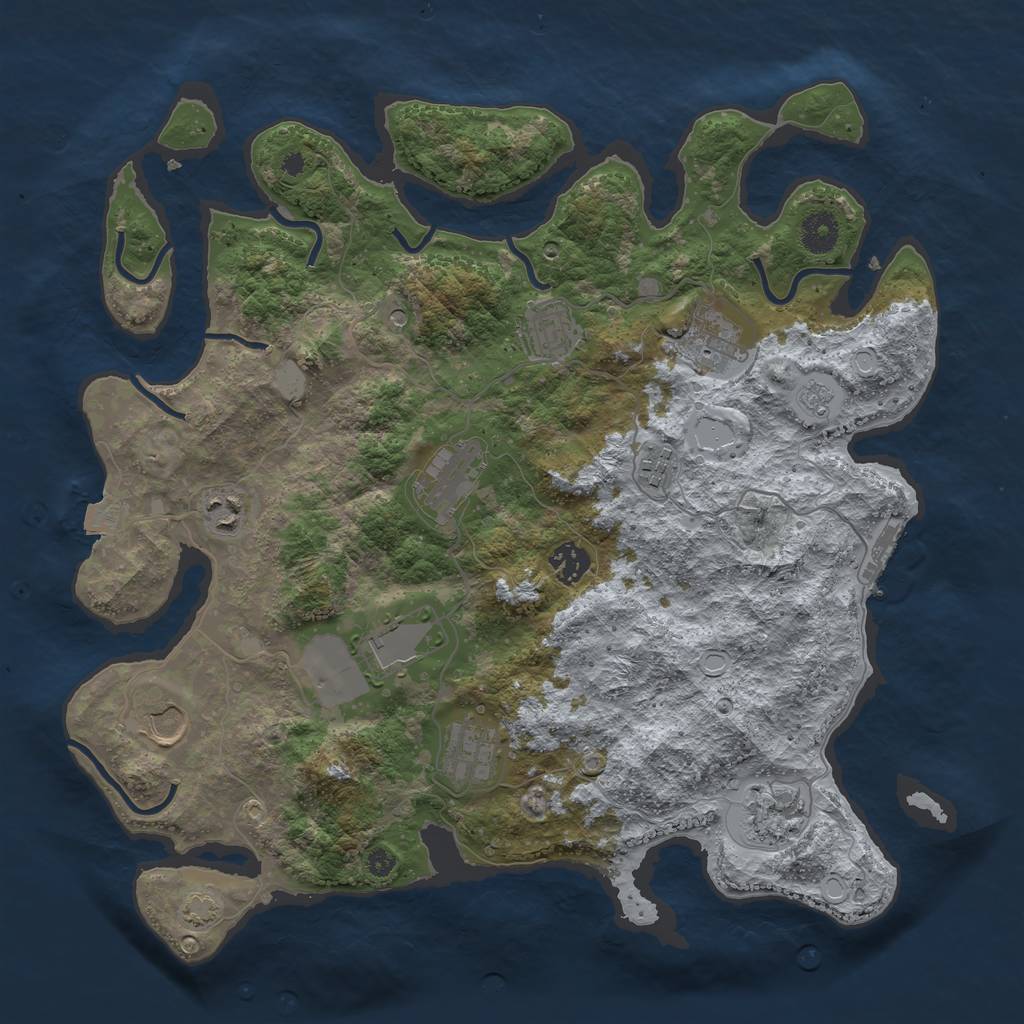 Rust Map: Procedural Map, Size: 3800, Seed: 28391319, 17 Monuments