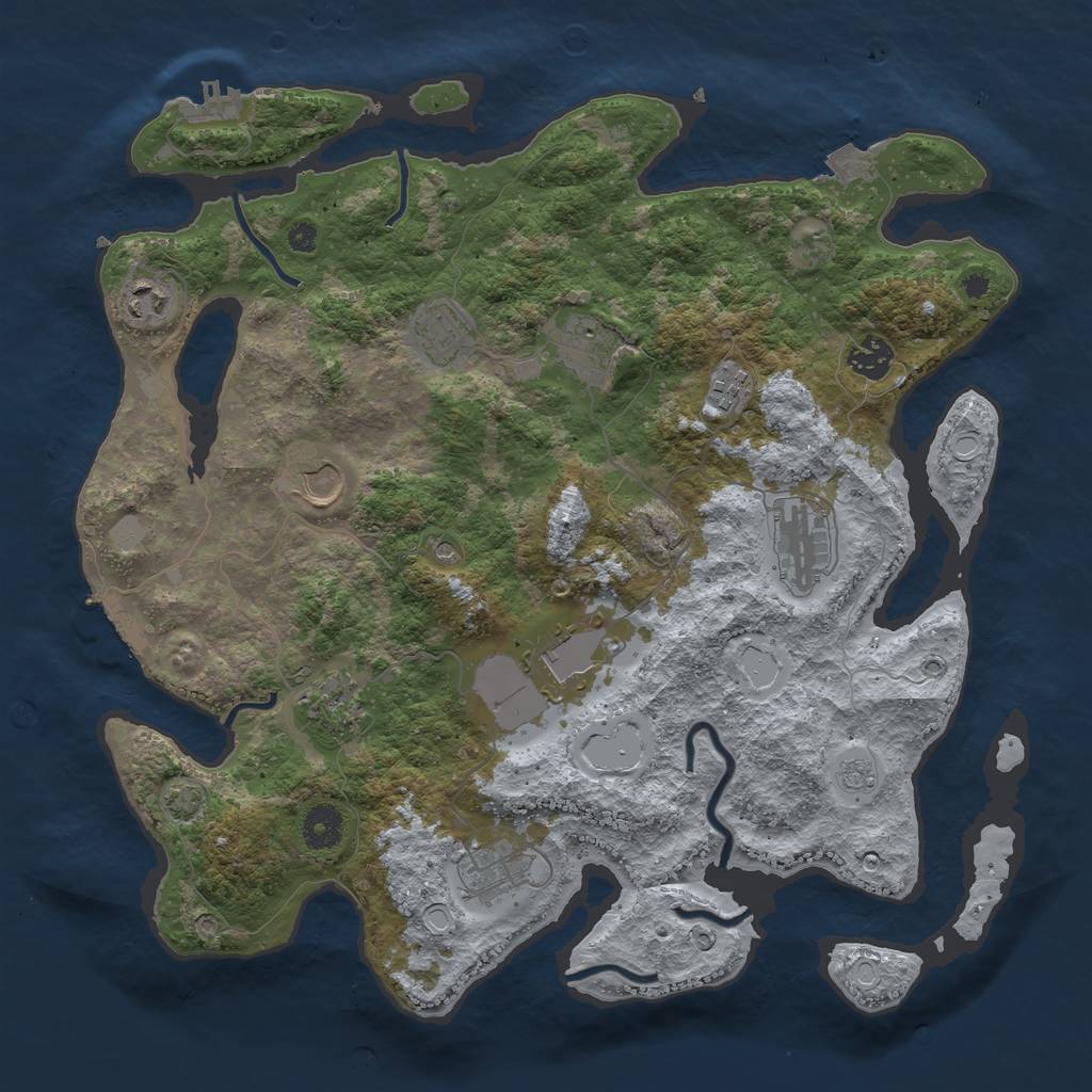 Rust Map: Procedural Map, Size: 3800, Seed: 7468, 18 Monuments