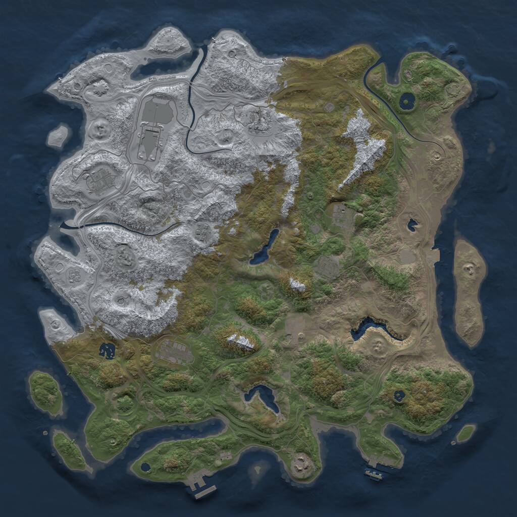 Rust Map: Procedural Map, Size: 4600, Seed: 1931991303, 16 Monuments