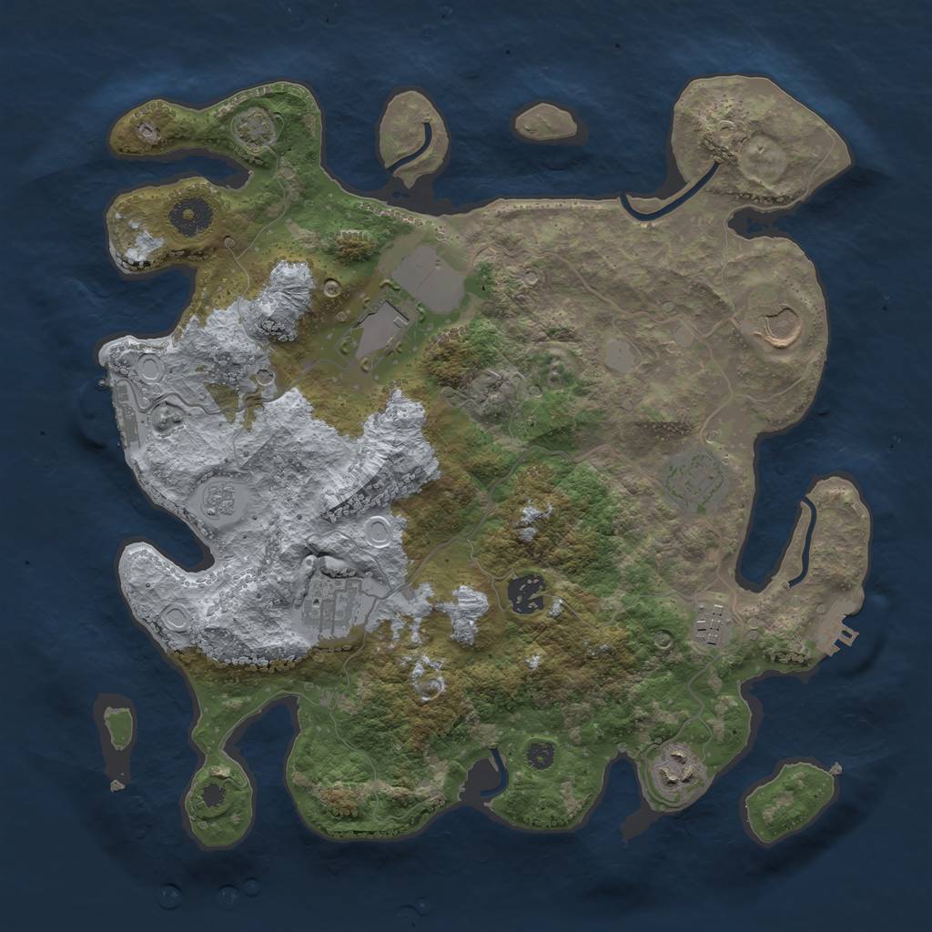Rust Map: Procedural Map, Size: 3500, Seed: 524244506, 15 Monuments