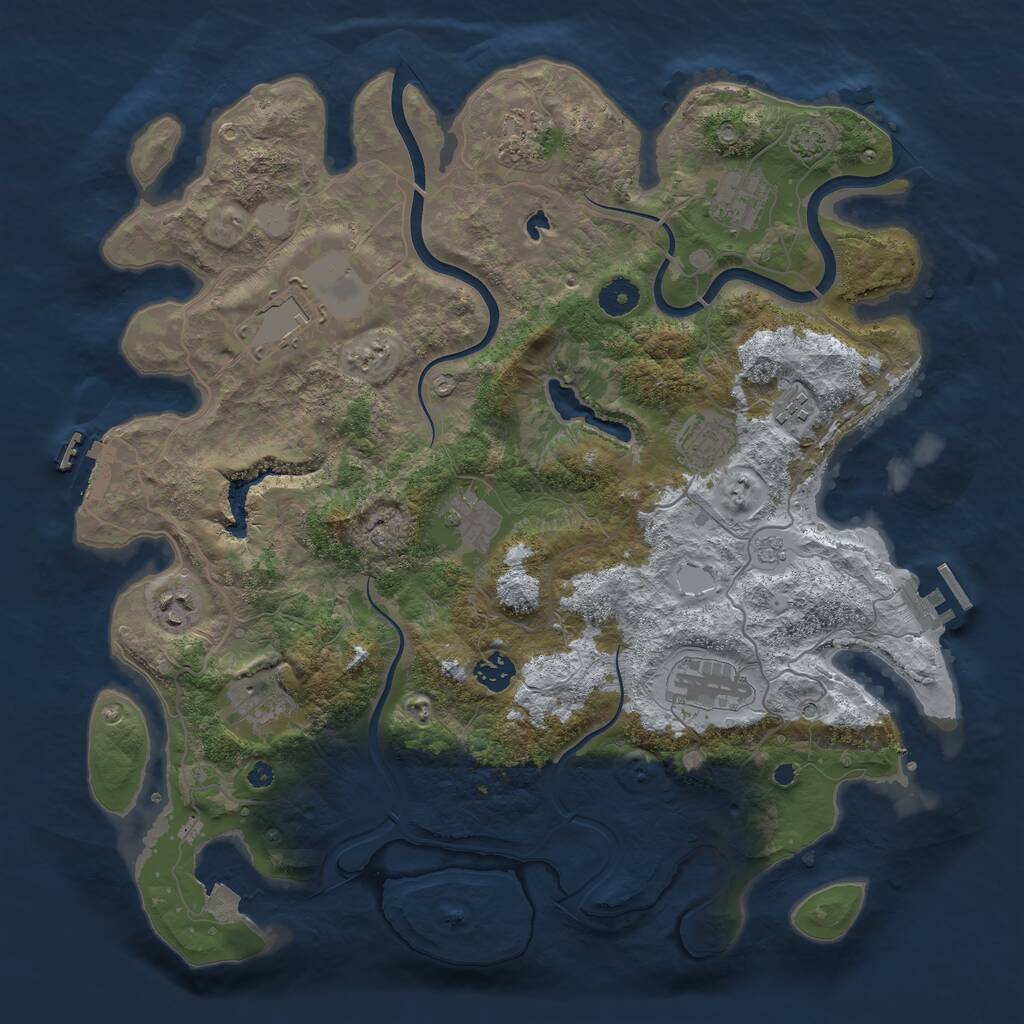 Rust Map: Procedural Map, Size: 4000, Seed: 278360636, 16 Monuments