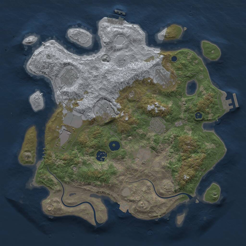 Rust Map: Procedural Map, Size: 3500, Seed: 24331, 13 Monuments