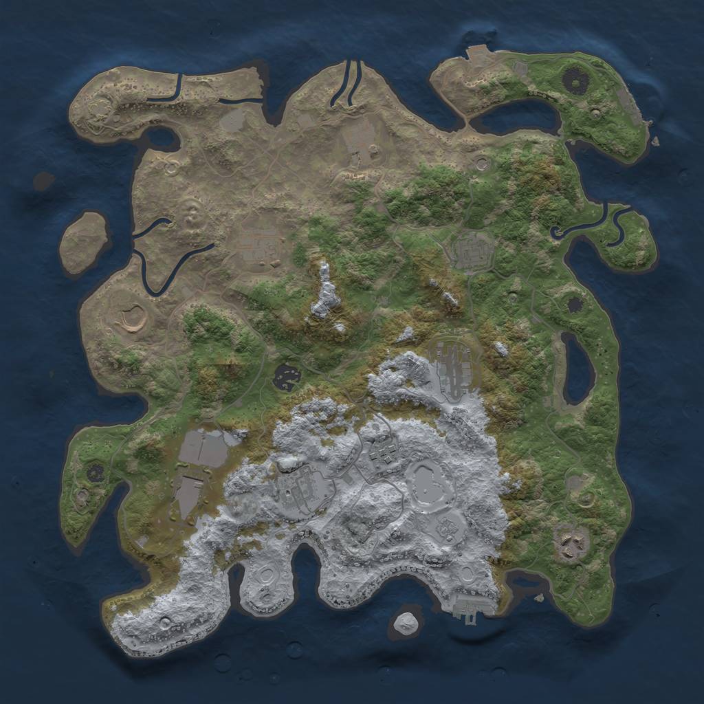 Rust Map: Procedural Map, Size: 3900, Seed: 29508861, 18 Monuments