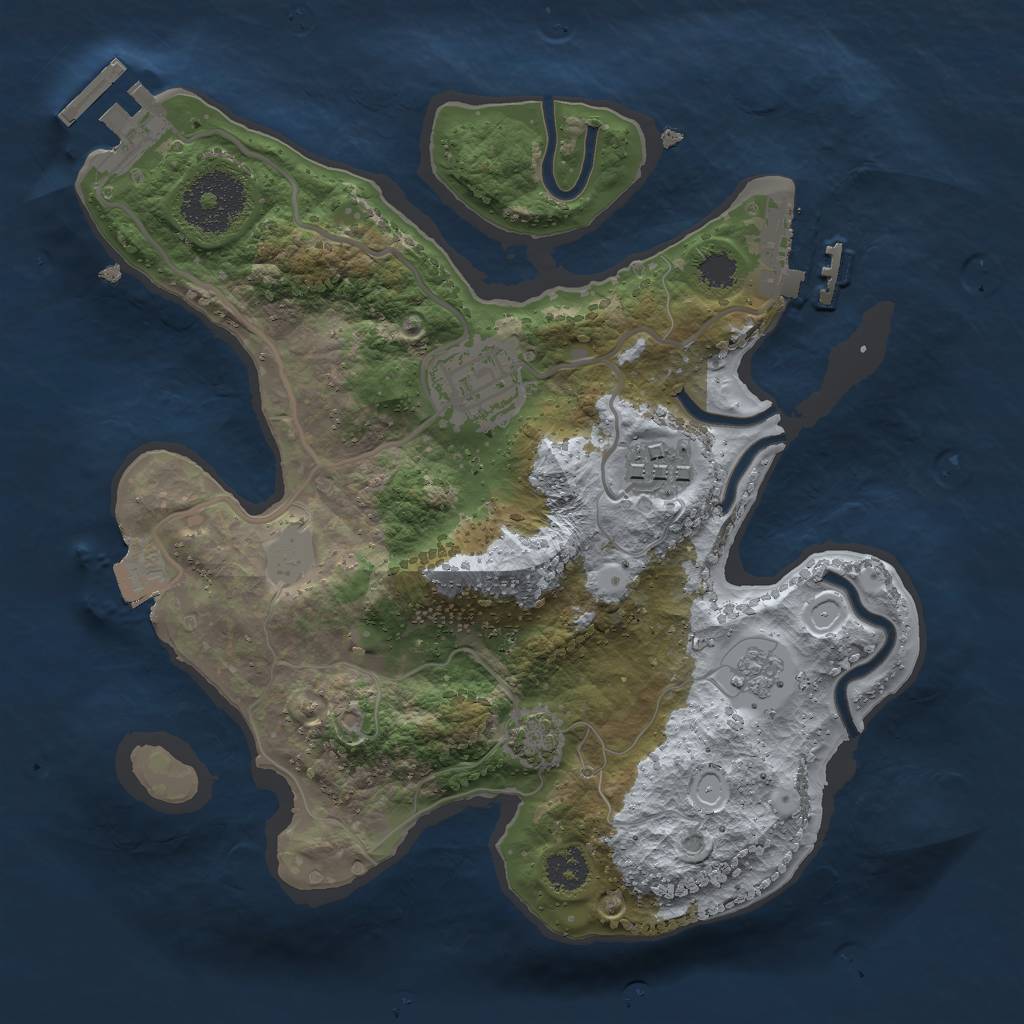 Rust Map: Procedural Map, Size: 2500, Seed: 1786040, 9 Monuments