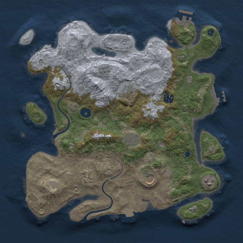 Rust Map: Procedural Map, Size: 3500, Seed: 295920799, 13 Monuments
