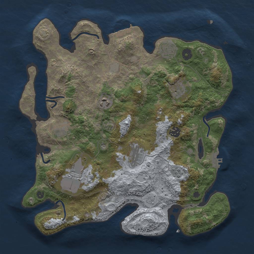 Rust Map: Procedural Map, Size: 3500, Seed: 111469999, 16 Monuments