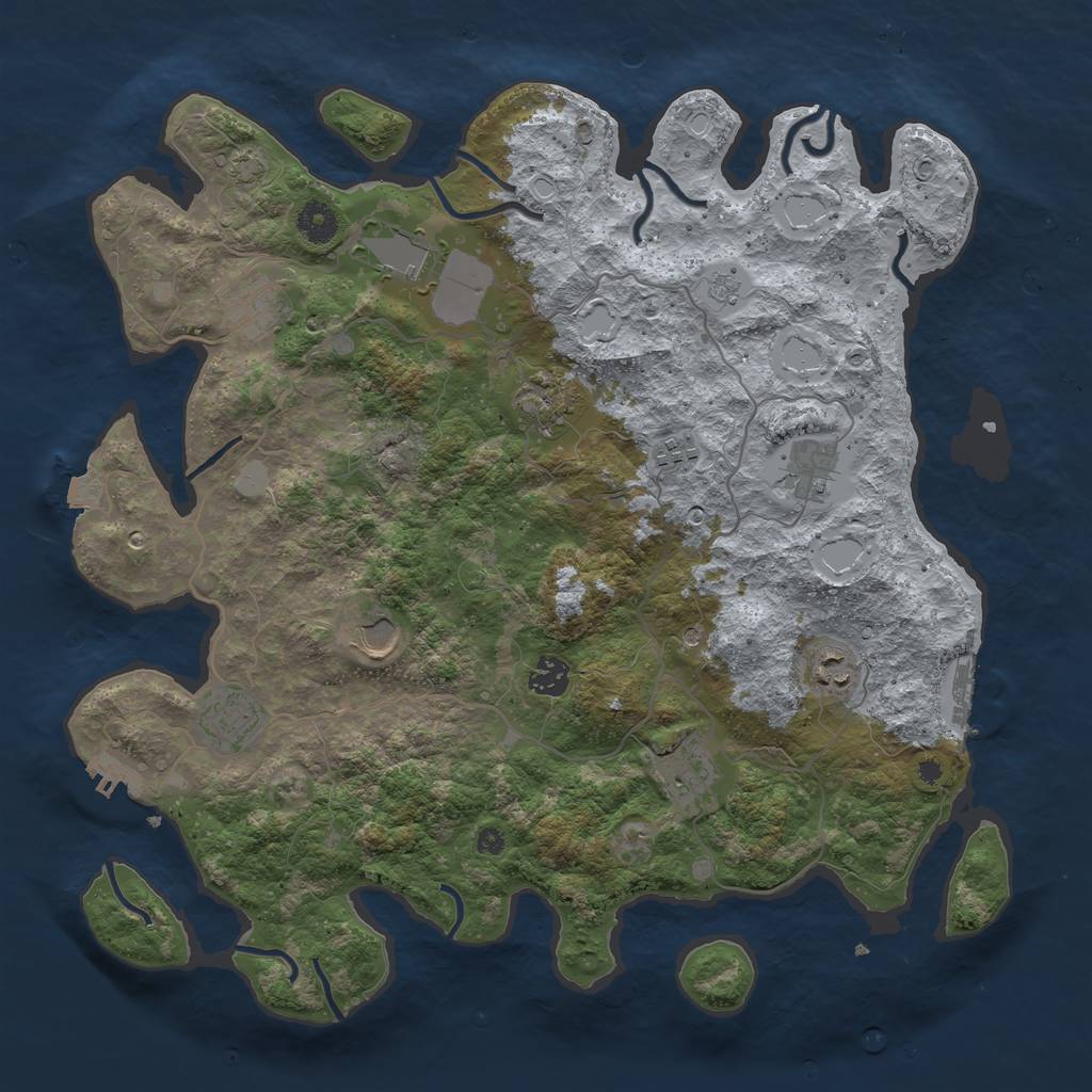 Rust Map: Procedural Map, Size: 4000, Seed: 528021585, 18 Monuments