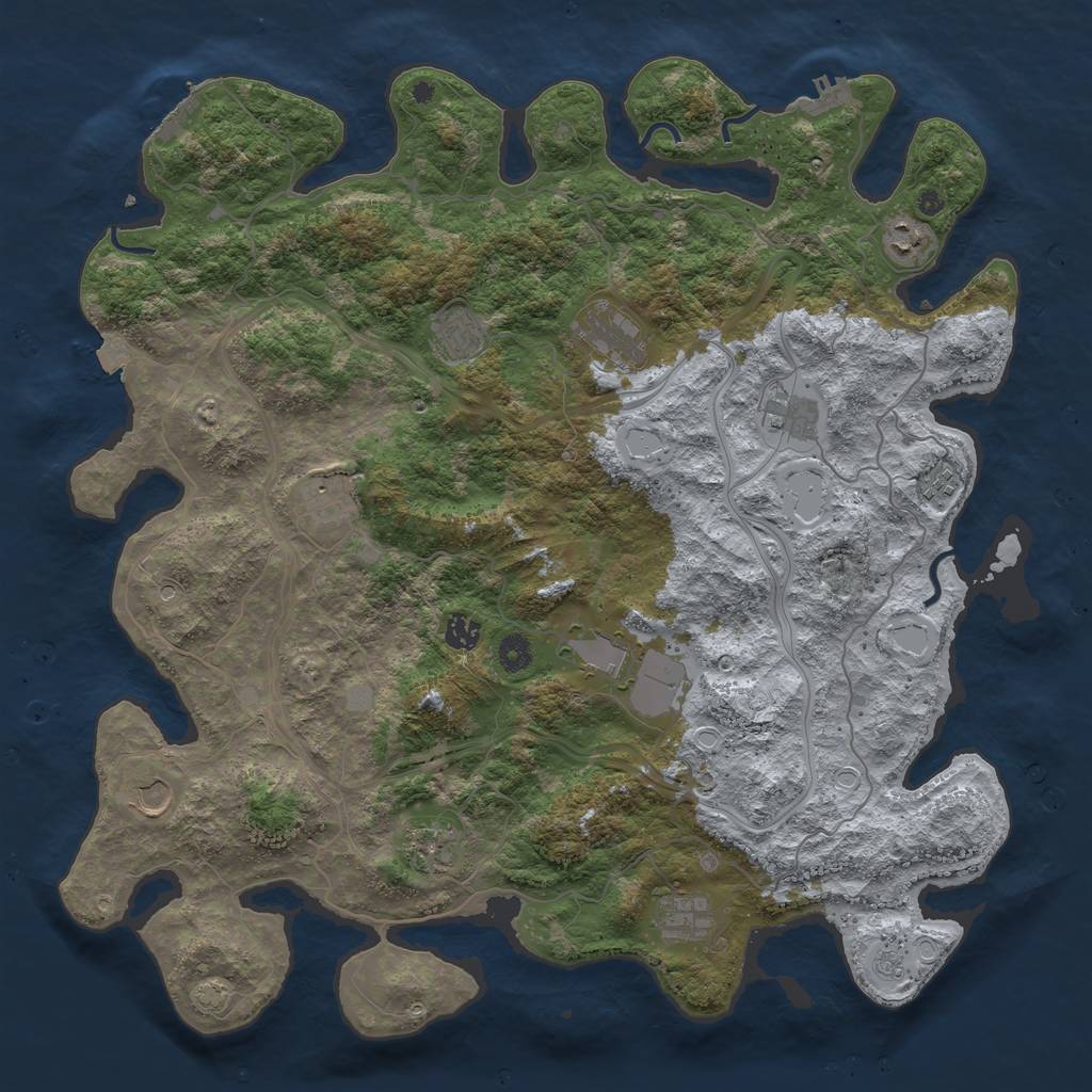 Rust Map: Procedural Map, Size: 4500, Seed: 581268514, 19 Monuments