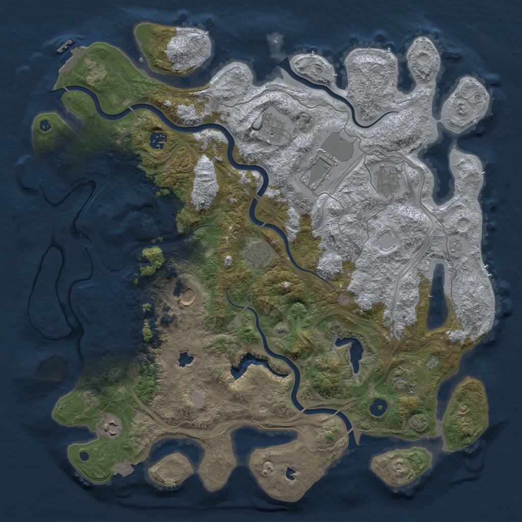 Rust Map: Procedural Map, Size: 4500, Seed: 2128480027, 15 Monuments