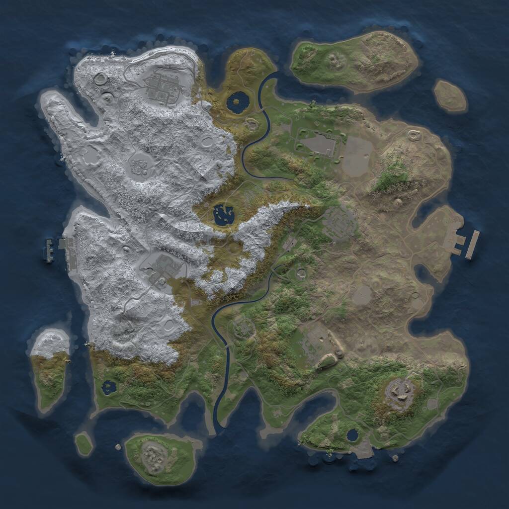 Rust Map: Procedural Map, Size: 3500, Seed: 1050554499, 13 Monuments