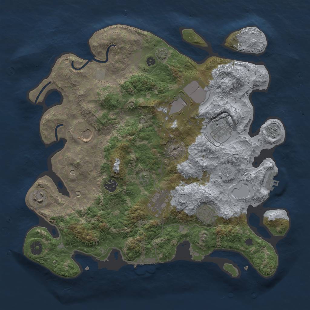 Rust Map: Procedural Map, Size: 3600, Seed: 20607, 16 Monuments