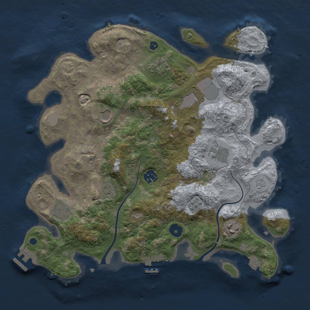 Rust Map: Procedural Map, Size: 3600, Seed: 20607, 15 Monuments
