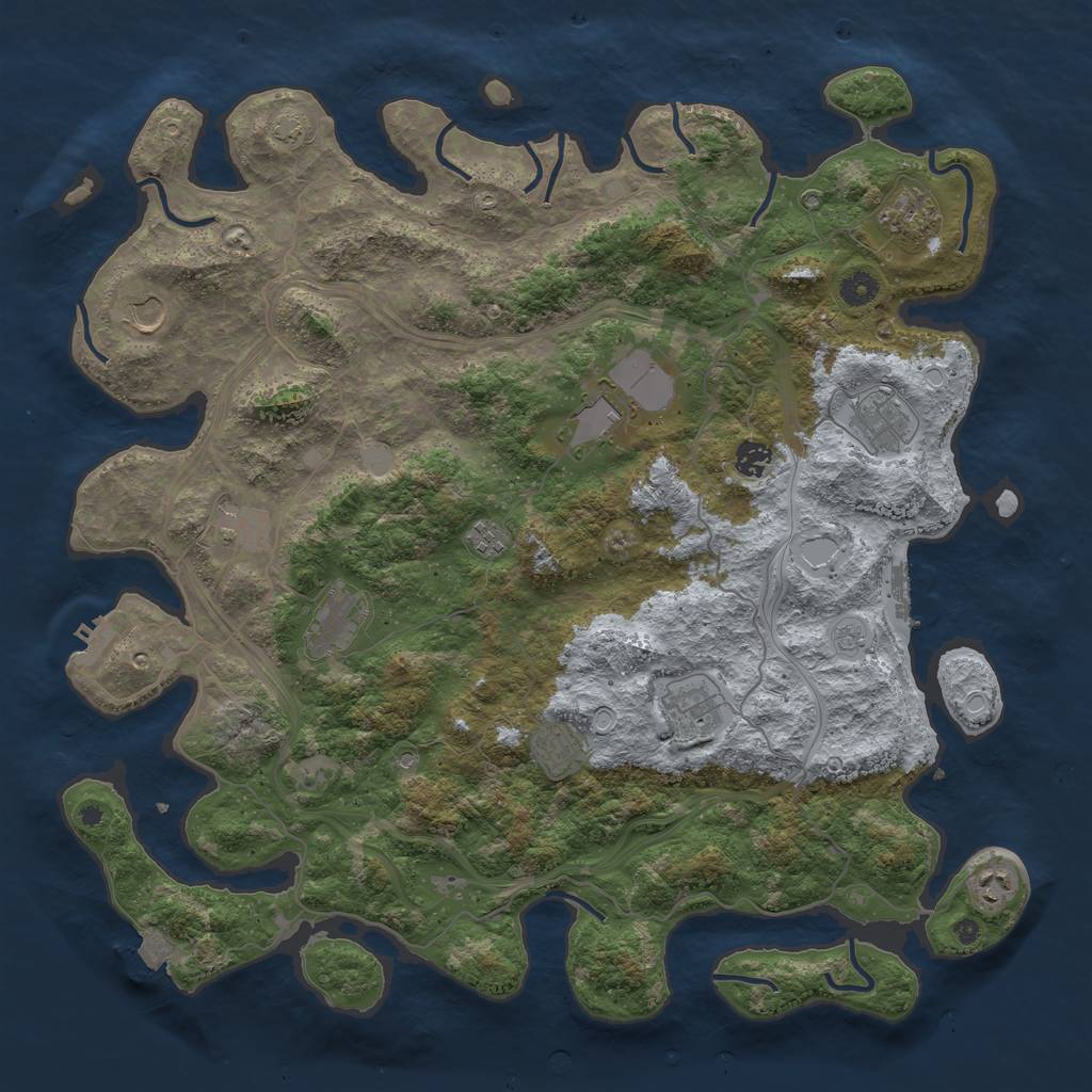 Rust Map: Procedural Map, Size: 4500, Seed: 1831724345, 19 Monuments