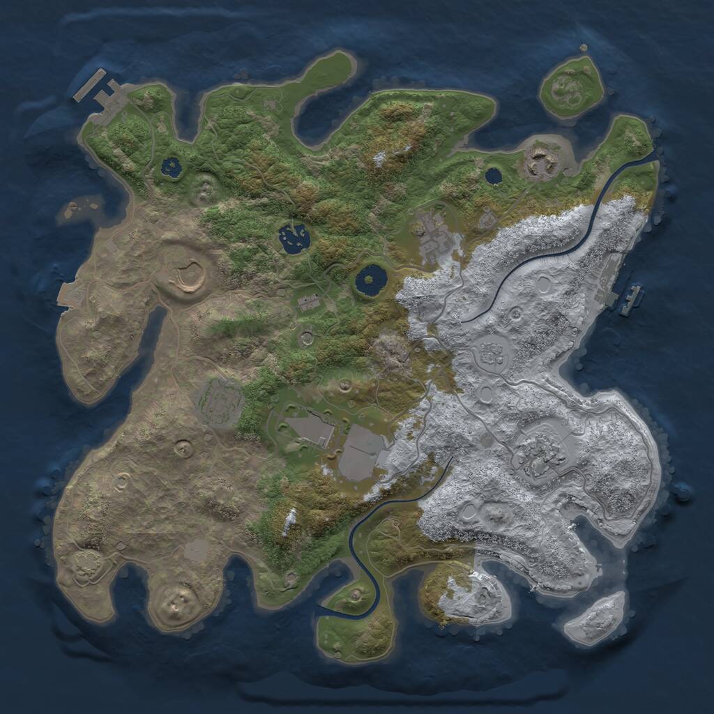 Rust Map: Procedural Map, Size: 3500, Seed: 891145463, 13 Monuments