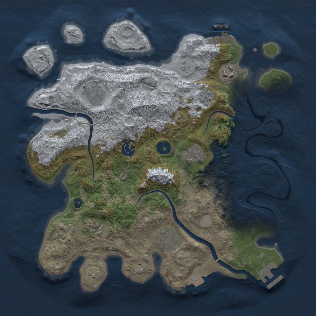 Rust Map: Procedural Map, Size: 3400, Seed: 42142346, 13 Monuments