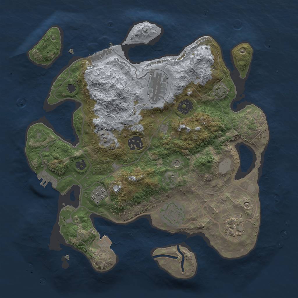 Rust Map: Procedural Map, Size: 3000, Seed: 755427193, 12 Monuments