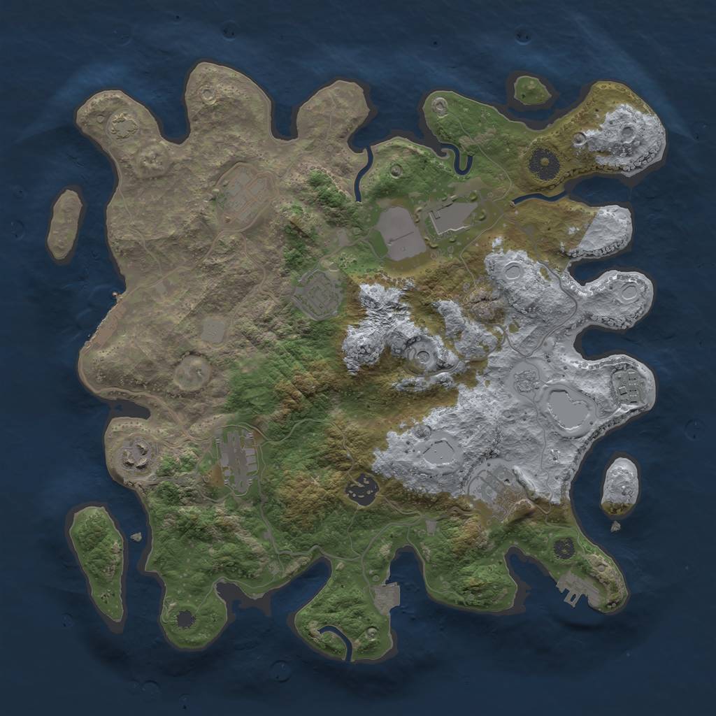 Rust Map: Procedural Map, Size: 3500, Seed: 15597553, 16 Monuments