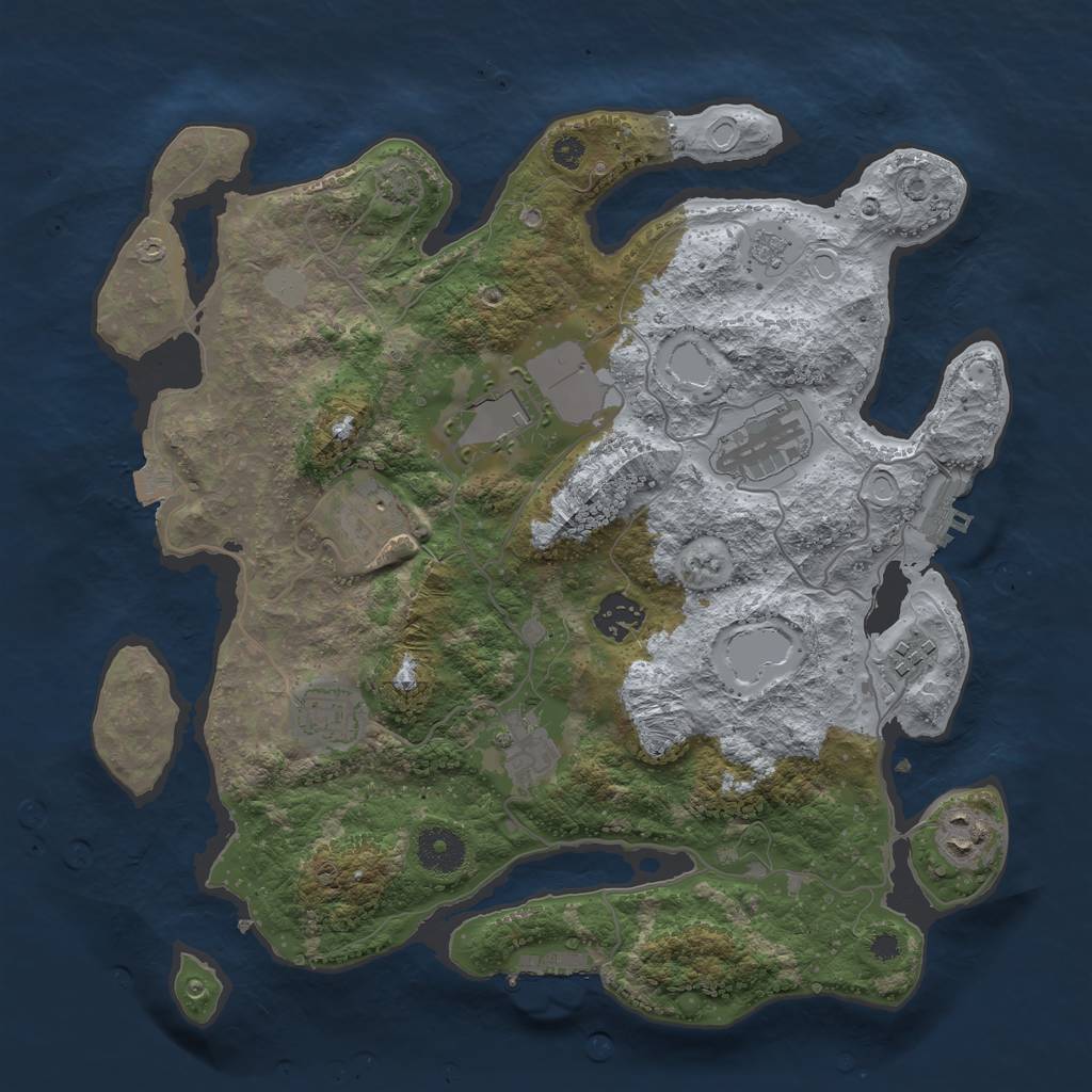 Rust Map: Procedural Map, Size: 3500, Seed: 387182315, 15 Monuments