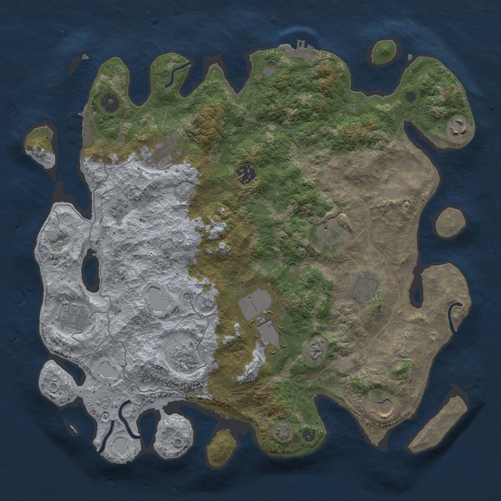 Rust Map: Procedural Map, Size: 4000, Seed: 18970028, 18 Monuments