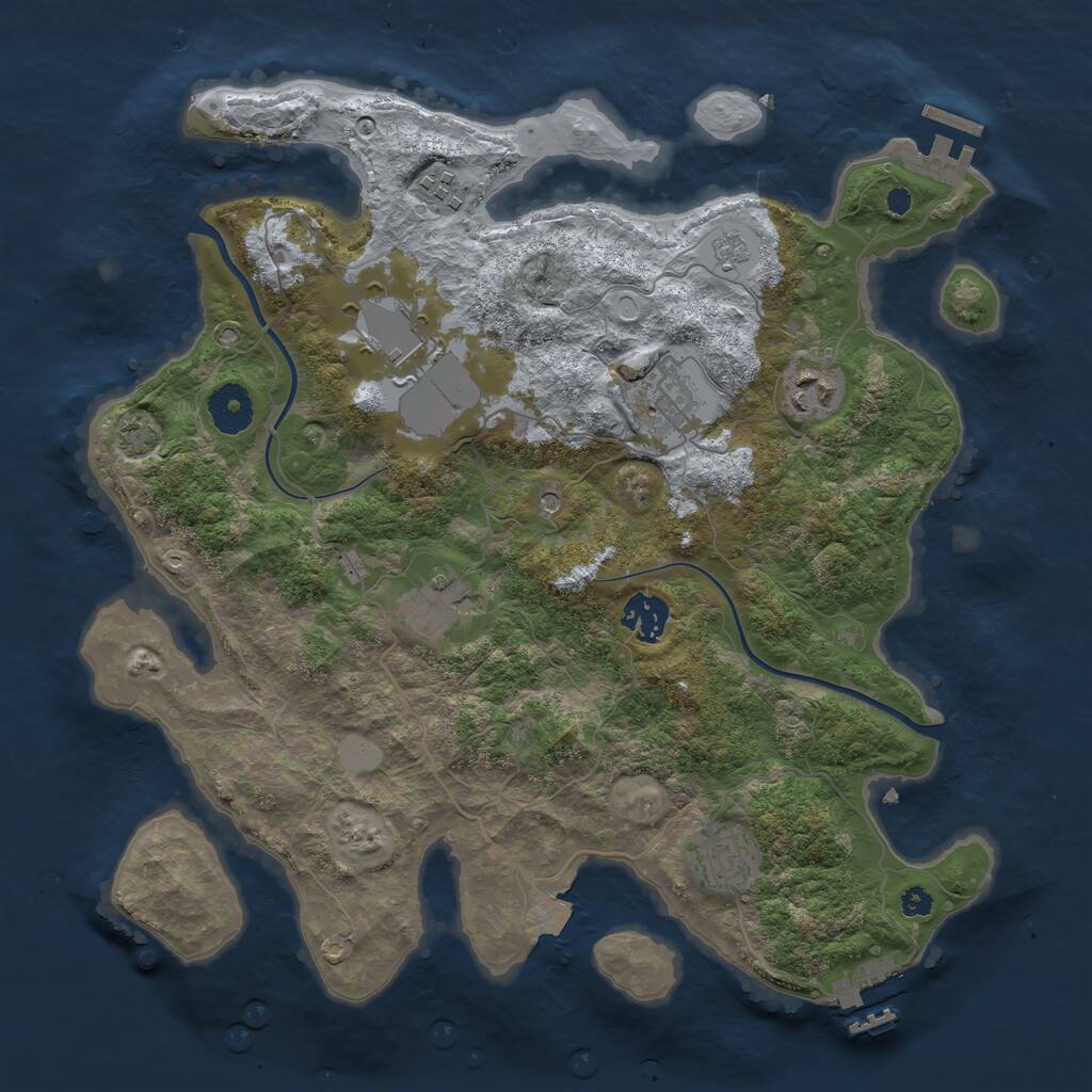 Rust Map: Procedural Map, Size: 3500, Seed: 449330405, 13 Monuments