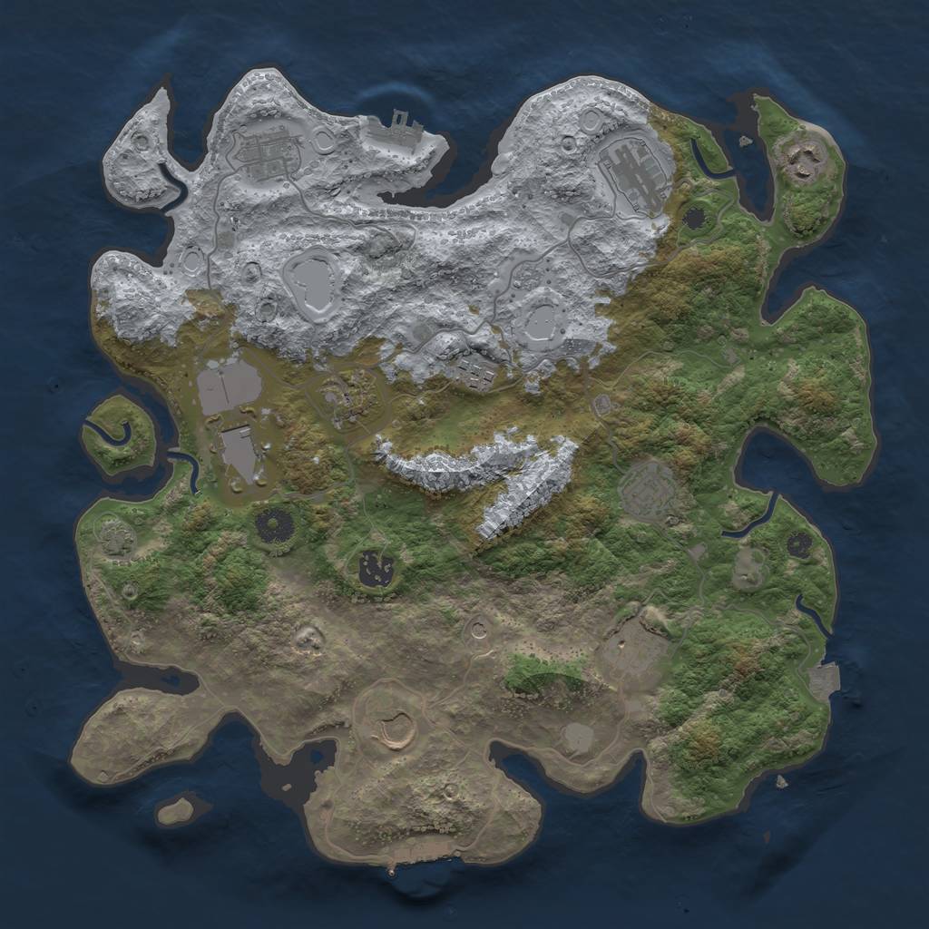 Rust Map: Procedural Map, Size: 3750, Seed: 635899003, 18 Monuments