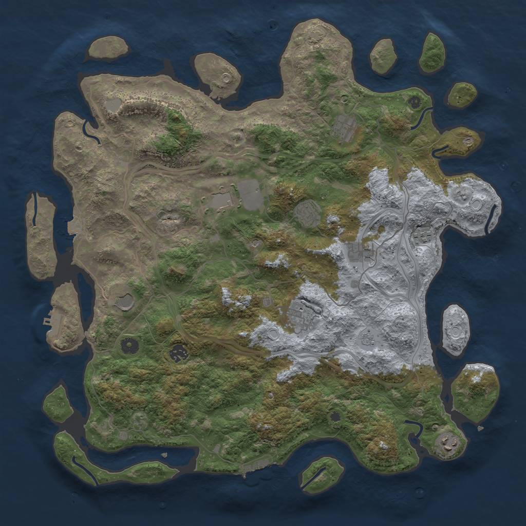 Rust Map: Procedural Map, Size: 4500, Seed: 1663801526, 17 Monuments