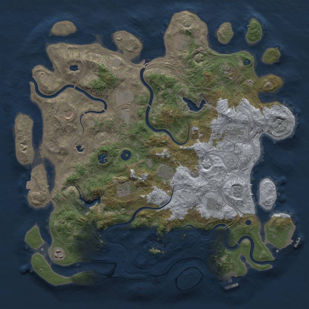 Rust Map: Procedural Map, Size: 4500, Seed: 1663801526, 17 Monuments