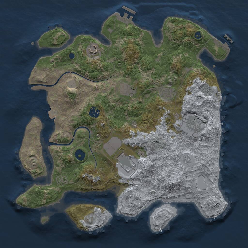 Rust Map: Procedural Map, Size: 3500, Seed: 1129120554, 13 Monuments