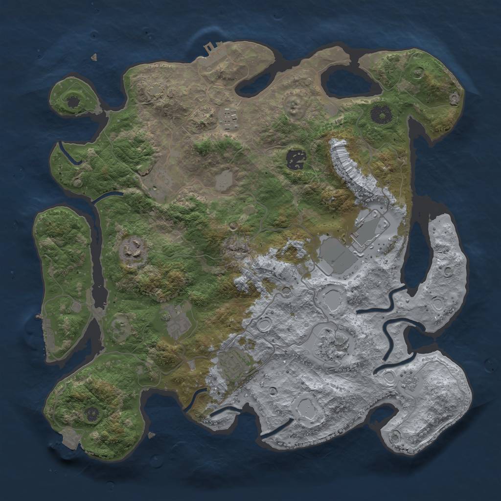 Rust Map: Procedural Map, Size: 3600, Seed: 10607, 16 Monuments