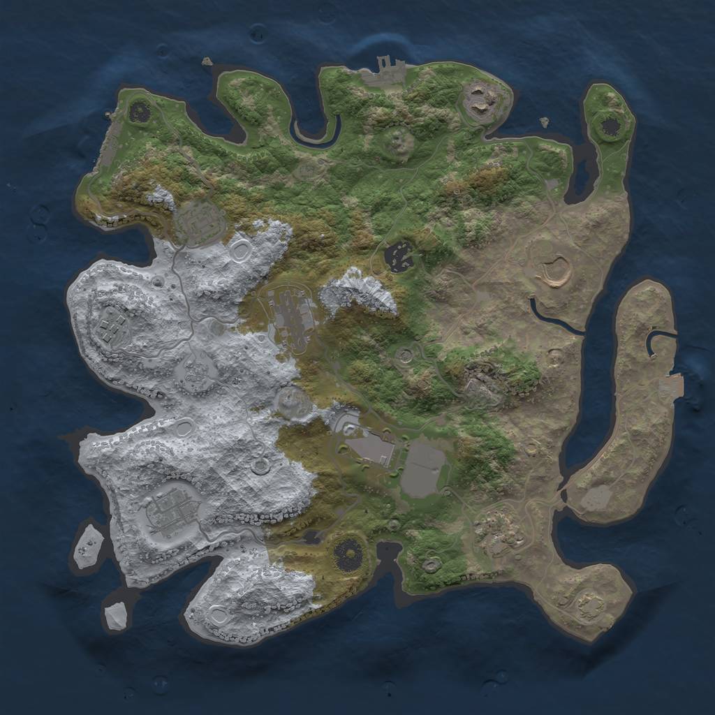 Rust Map: Procedural Map, Size: 3500, Seed: 39611630, 17 Monuments