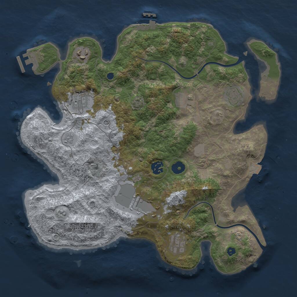 Rust Map: Procedural Map, Size: 3500, Seed: 2043579864, 13 Monuments