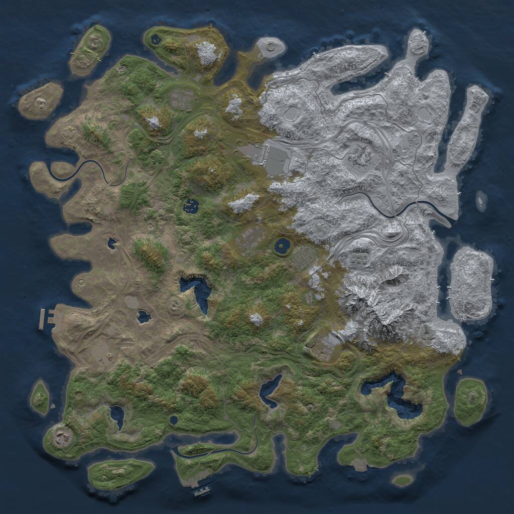 Rust Map: Procedural Map, Size: 5000, Seed: 73420, 16 Monuments