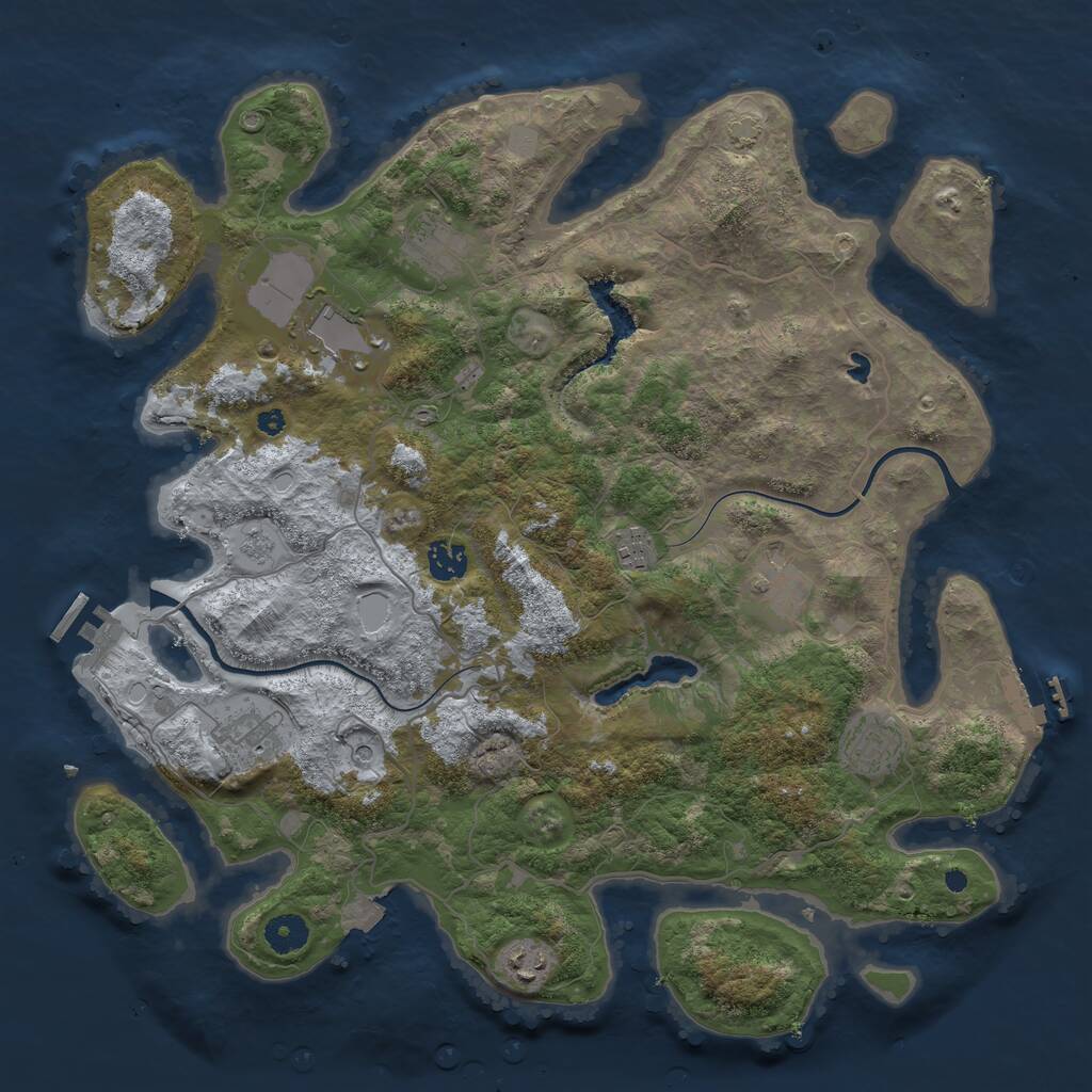 Rust Map: Procedural Map, Size: 4000, Seed: 107072375, 14 Monuments