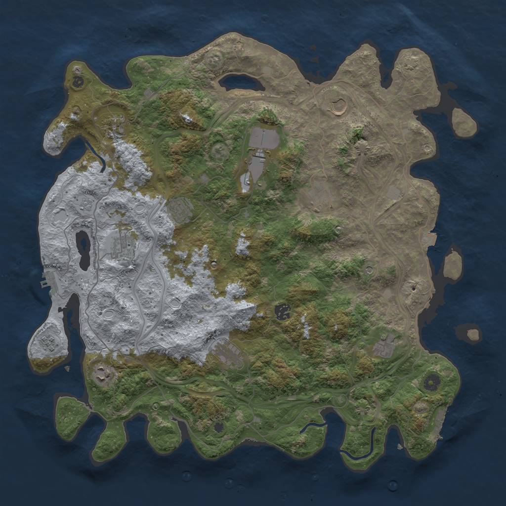 Rust Map: Procedural Map, Size: 4500, Seed: 843863865, 19 Monuments