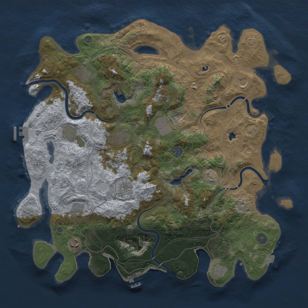 Rust Map: Procedural Map, Size: 4500, Seed: 843863865, 19 Monuments