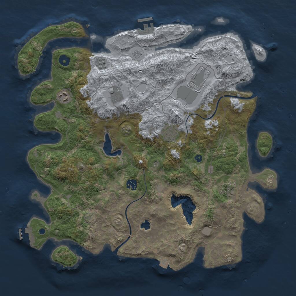 Rust Map: Procedural Map, Size: 4000, Seed: 998423232, 13 Monuments