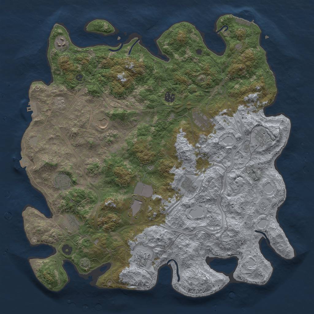 Rust Map: Procedural Map, Size: 4500, Seed: 1458614931, 19 Monuments