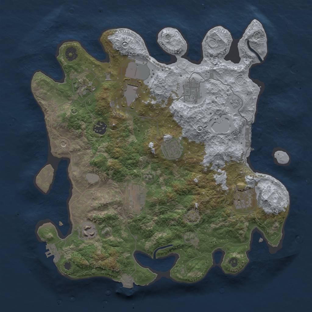 Rust Map: Procedural Map, Size: 3500, Seed: 149392278, 16 Monuments