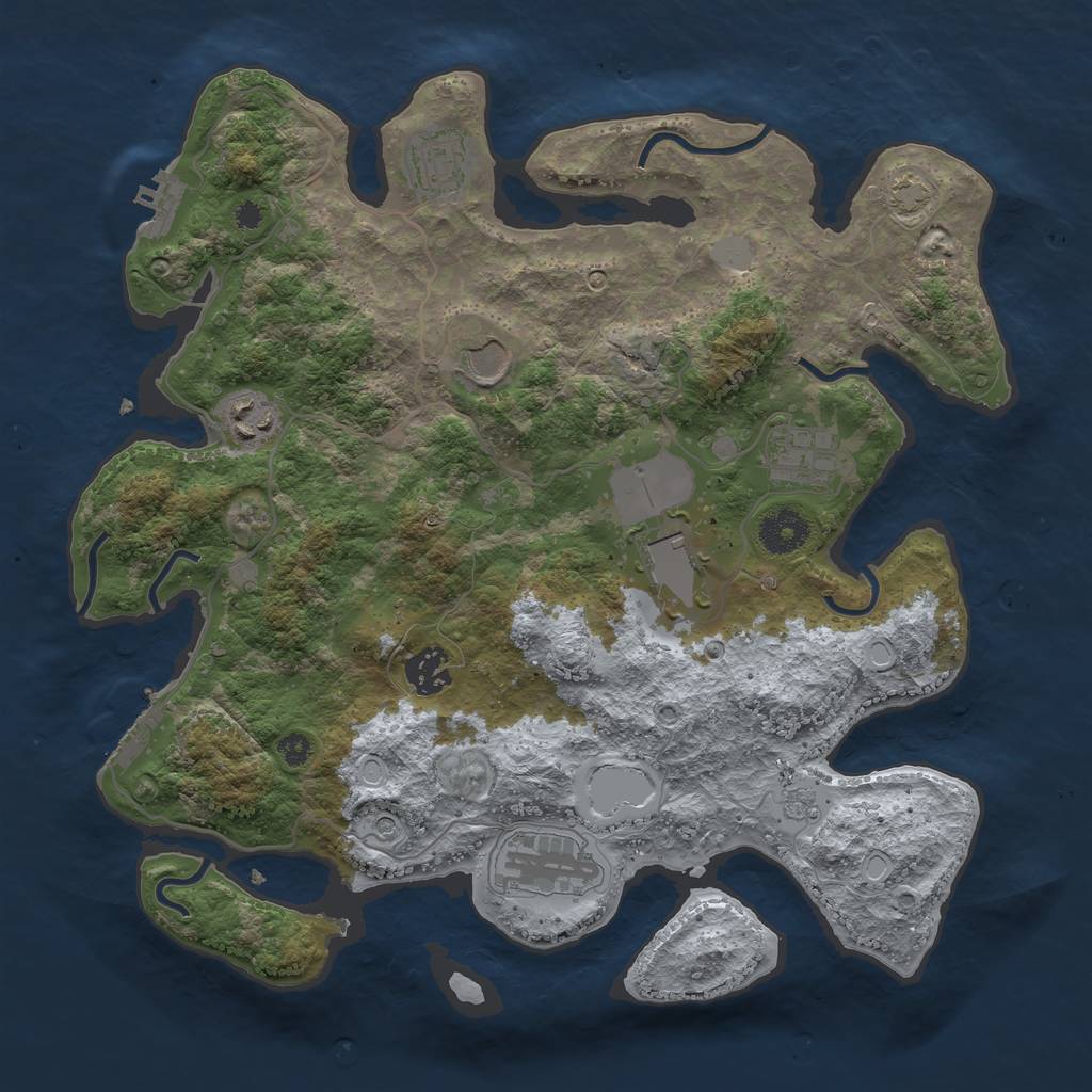 Rust Map: Procedural Map, Size: 3500, Seed: 1960293779, 15 Monuments