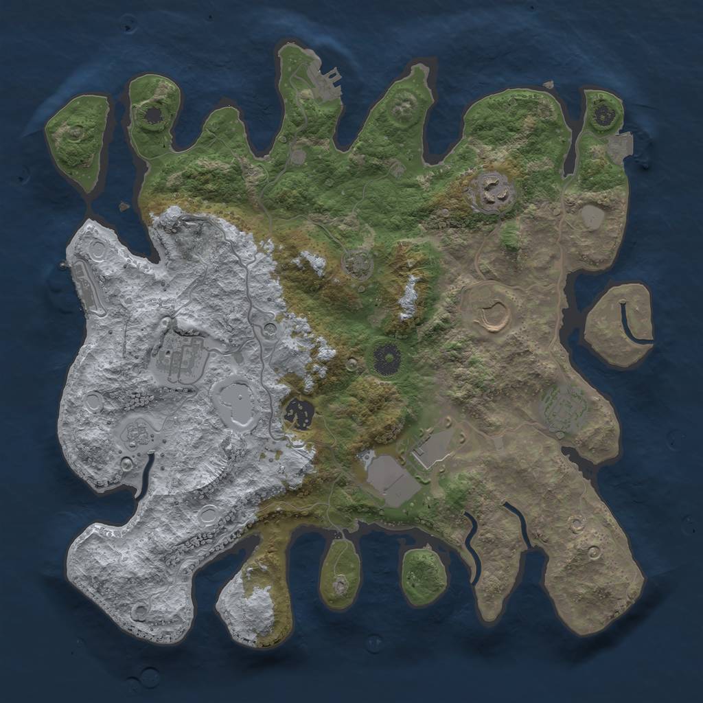 Rust Map: Procedural Map, Size: 3500, Seed: 323659166, 14 Monuments