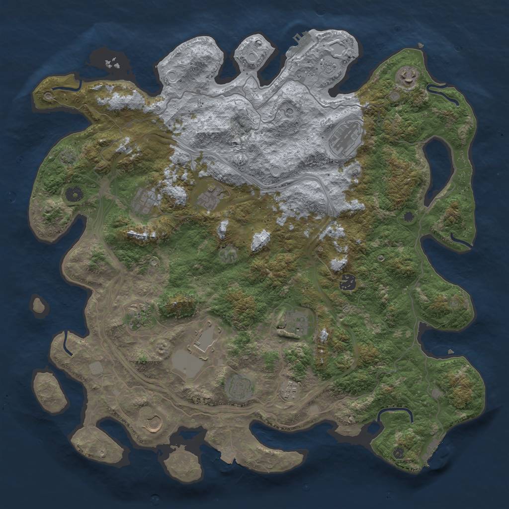 Rust Map: Procedural Map, Size: 4500, Seed: 5078864, 19 Monuments