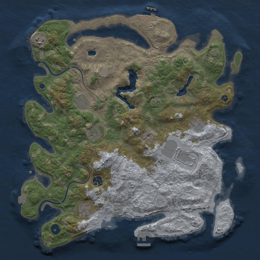 Rust Map: Procedural Map, Size: 4000, Seed: 1676402026, 14 Monuments